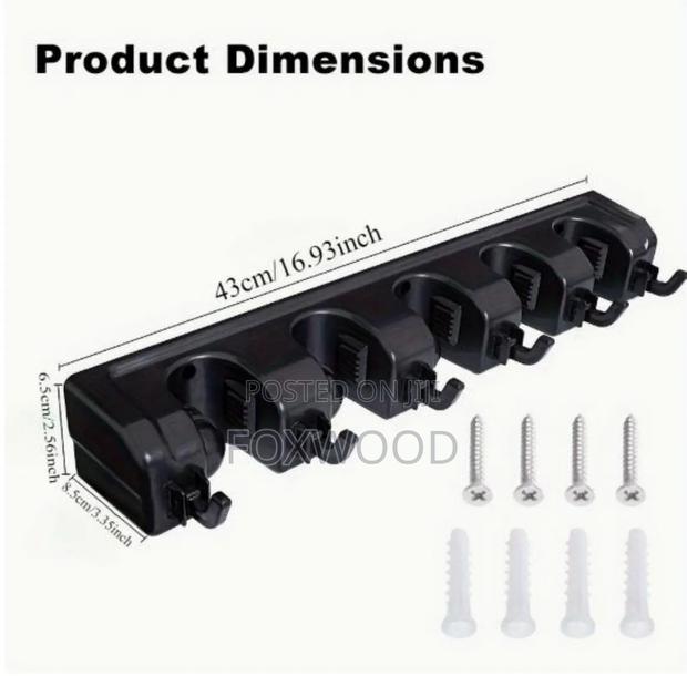 Broom Mop Holder Tidy Organizer, Wall Mounted - thumbnail 4