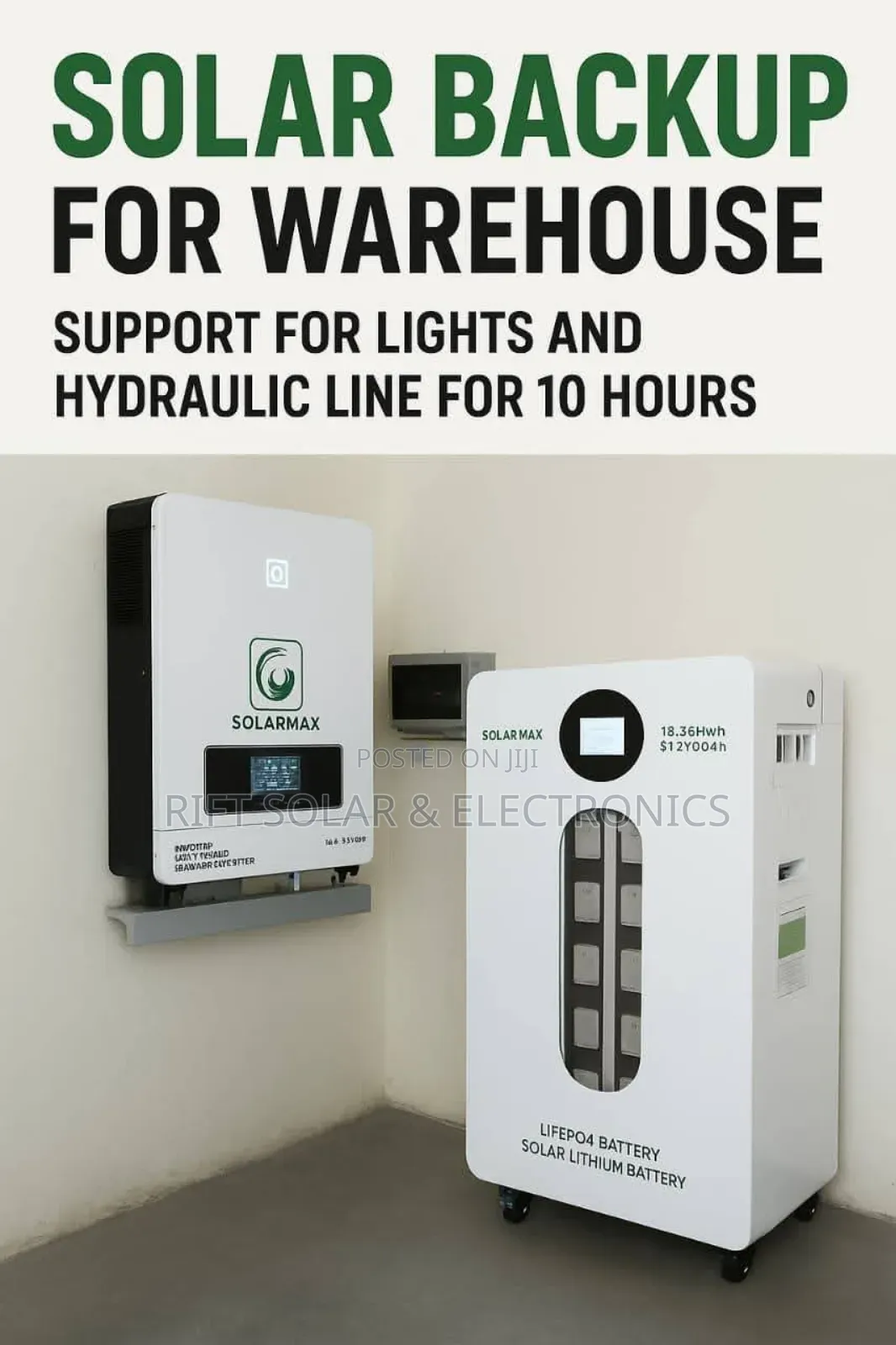 Solarmax 10kva Inverter - 18kwh Lithium Ion Battery Backup System
