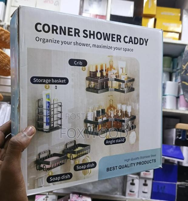 5pcs Set Triangular Shower Caddy Shelf/ Wall Organizer - thumbnail 4