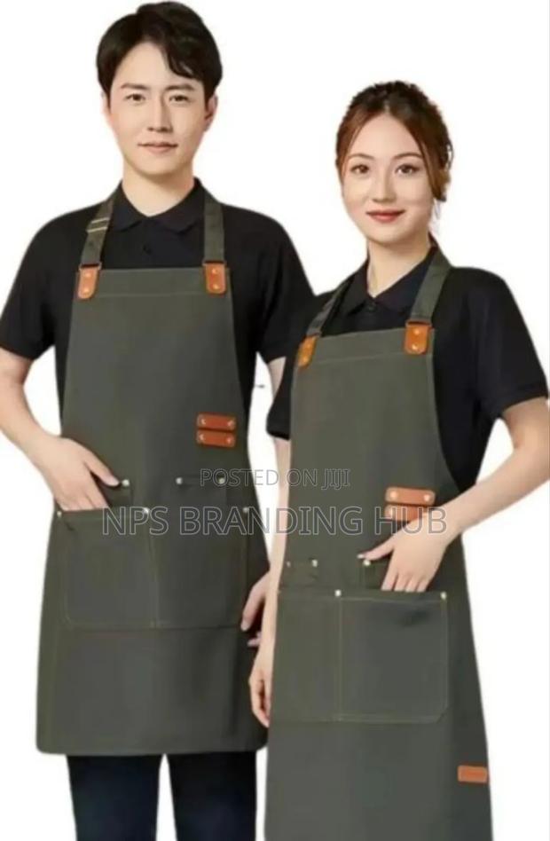 Canvas Chef Apron | Adjustable Straps Large Pockets Kenya Hp - thumbnail 5