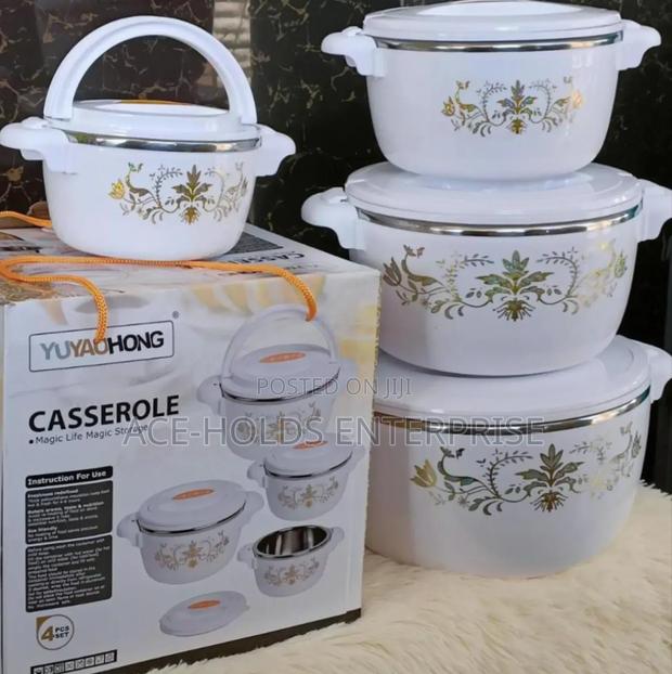 Insulated 4pcs Casserole Food Hotpots - 1000, 2000, 4000 6000ml