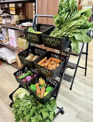 4-Layer Multipurpose Vegetable and Fruit Basket Rack With Wheels