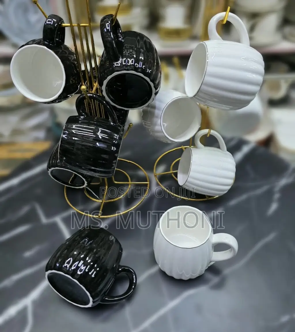 350 Ml 6 PCS Pumpkin Shaped Elegant Fine Porcelain Mugs