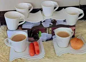 6 Pieces Wavy Cup Set With Saucer