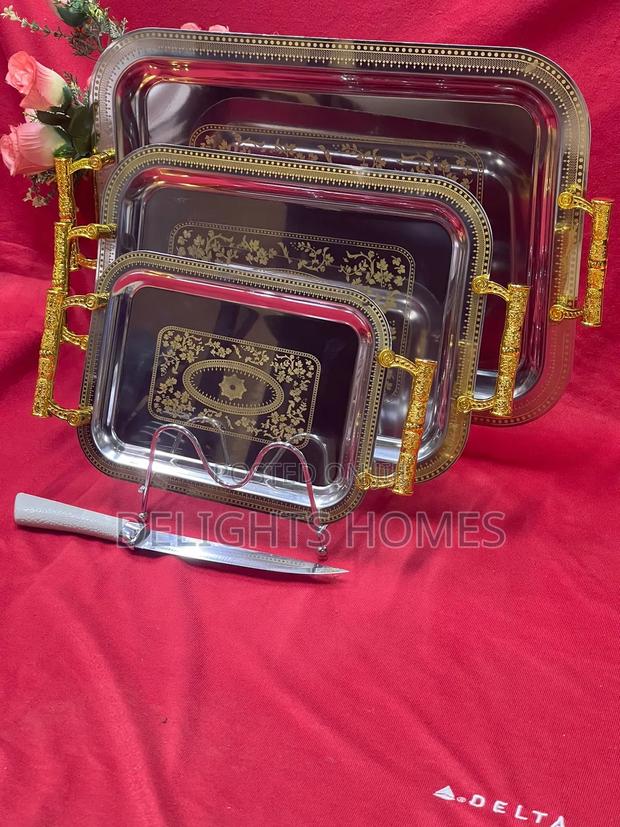 3 PCS Stainless Steel Tray Set - main view