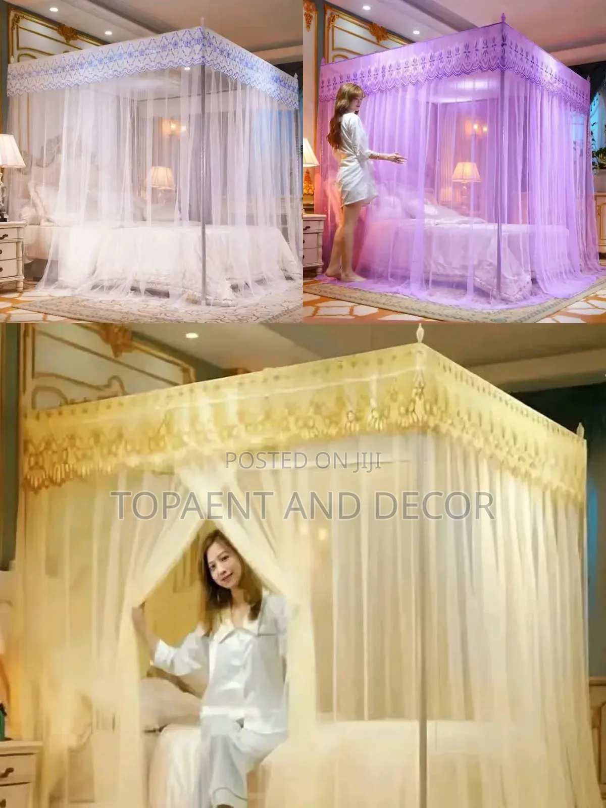 Easy to Assemble Diy 4 Stands Bed Mosquito Nets