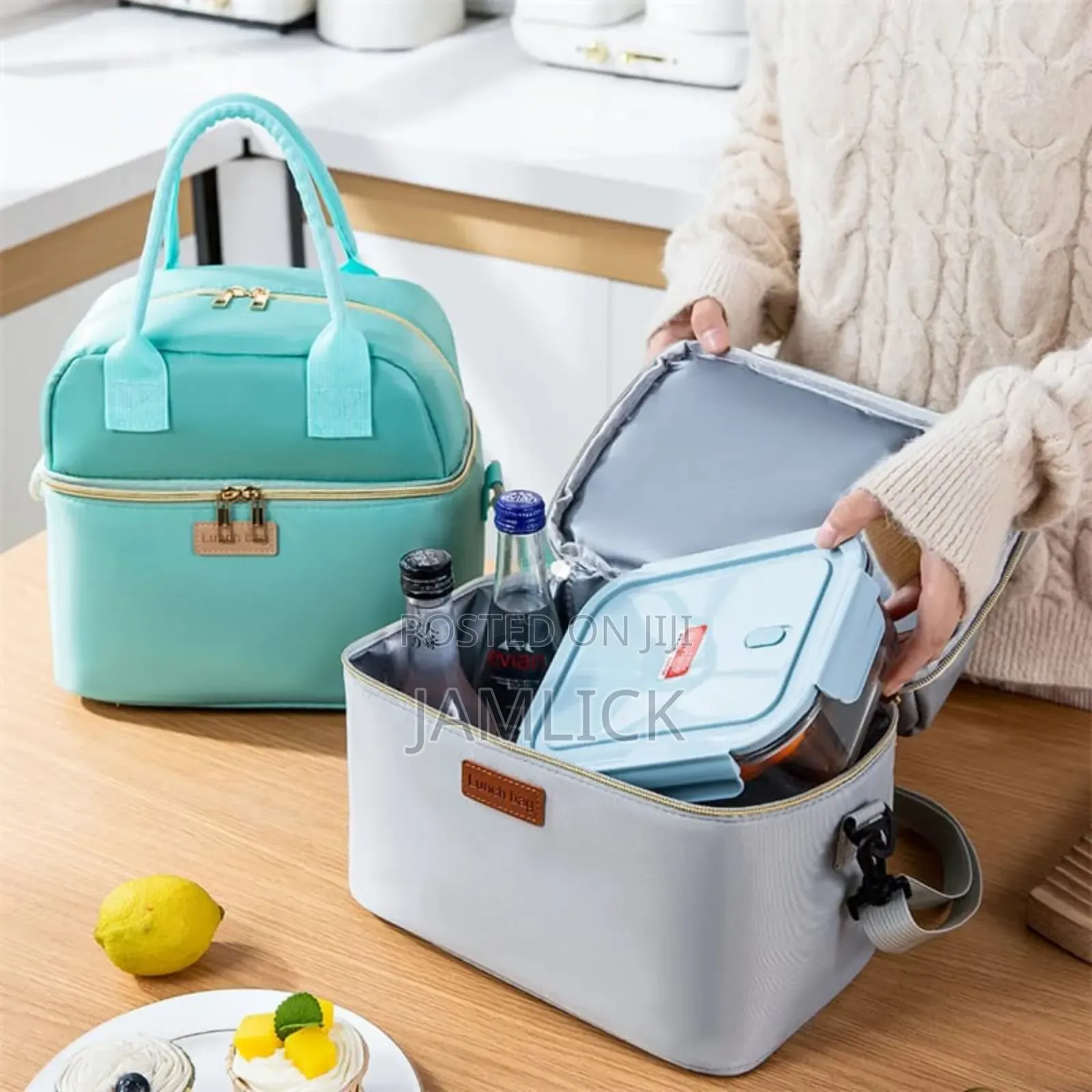 Double Layer Insulated Lunch Bag With Removable Strap - Av