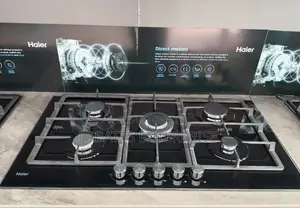Haier 5-Burner Built-in Cooker Hob-S775b – Premium Black Glass Gas Hob