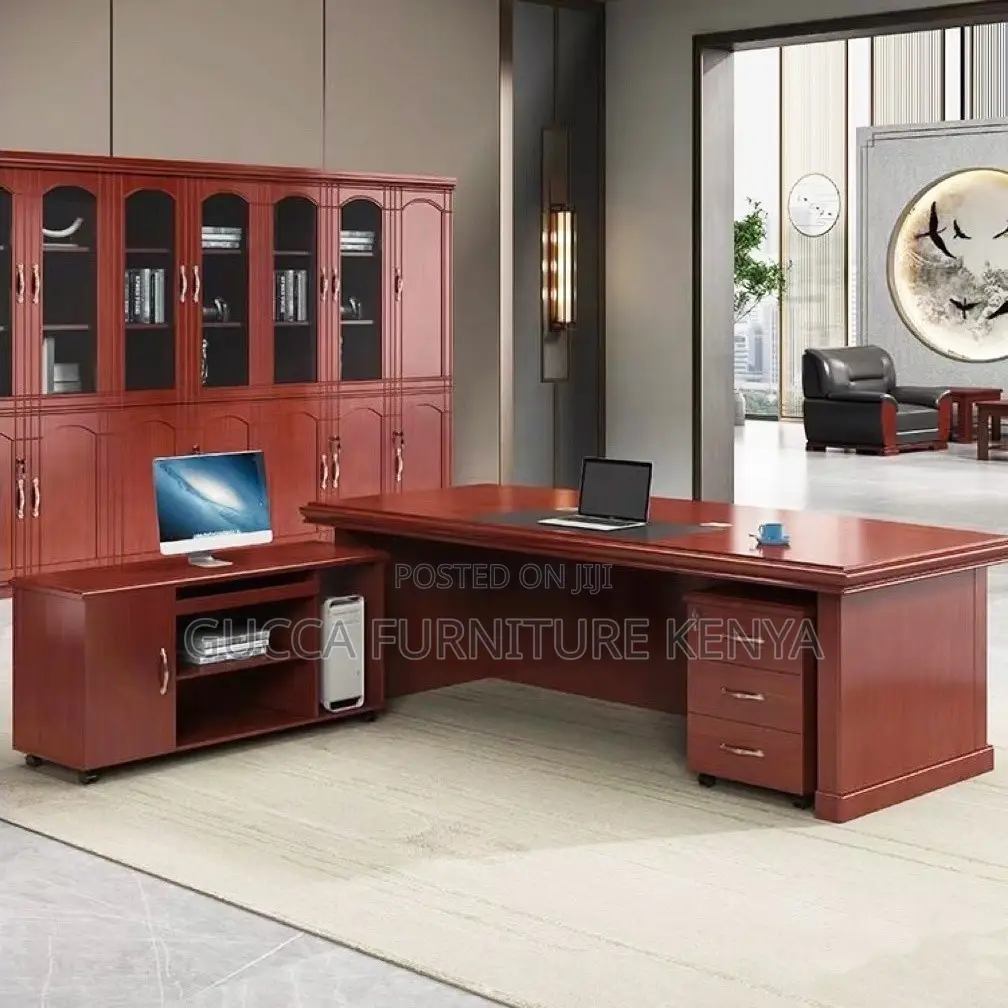 160cm Executive Mahogany L-Shaped Boss Desk