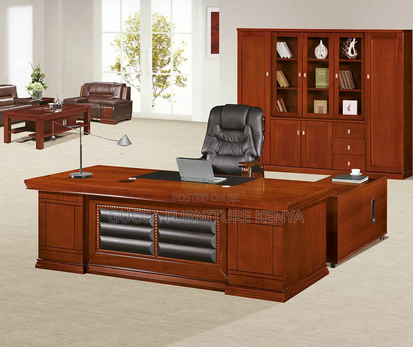 160cm Executive Mahogany L-Shaped Boss Desk