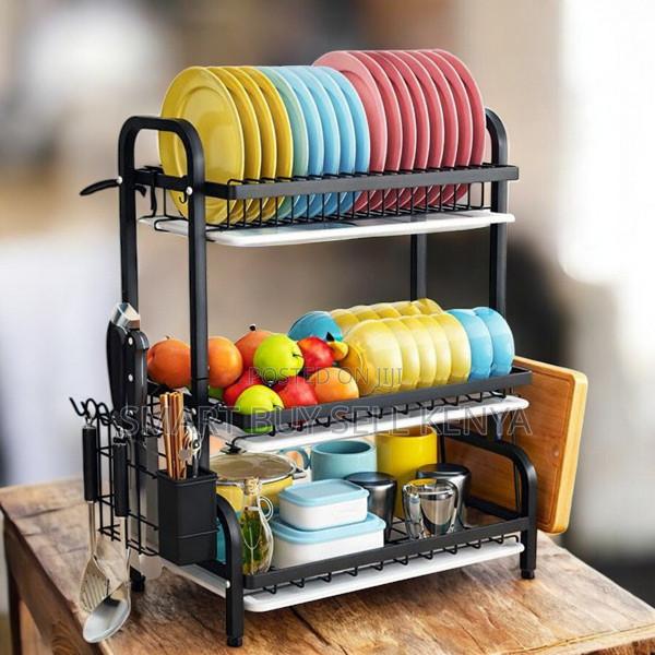 Heat-resistant Material 3 Tier Kitchen Dish Drying Rack With Cutlery
