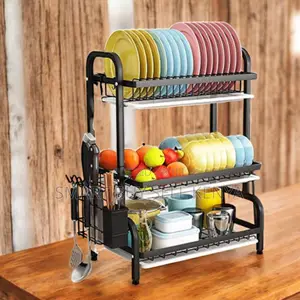 Compact Design For Countertops 3 Tier Kitchen Dish Drying Rack