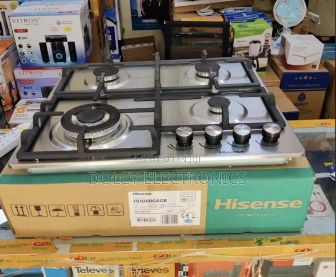 Hisense Hhu60gagb Built in Hob 4 Gas, 60cm - Black Glass