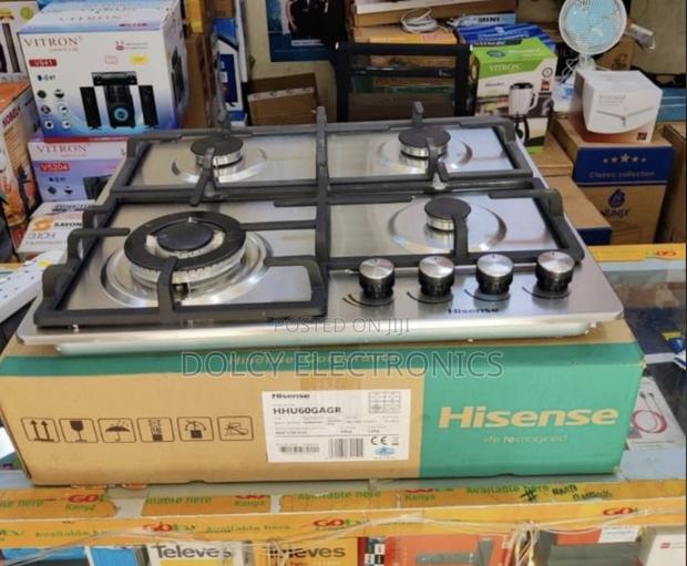 Hisense Hhu60gagb Built in Hob 4 Gas, 60cm - Black Glass