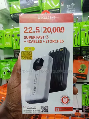 Excellent P6 20000mah, 22.5w, Inbuilt Cables Fast Charging Power Bank