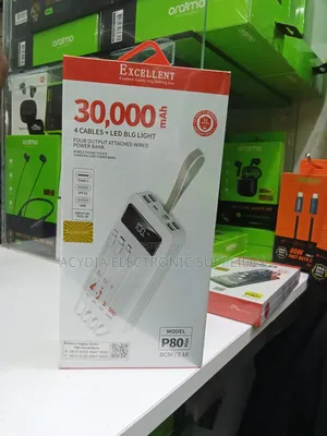 Excellent P80 30000mah 4 Cable and Led Digital Display Power Bank