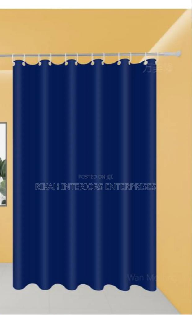 Plain Dark Blue Shower Curtains - main view