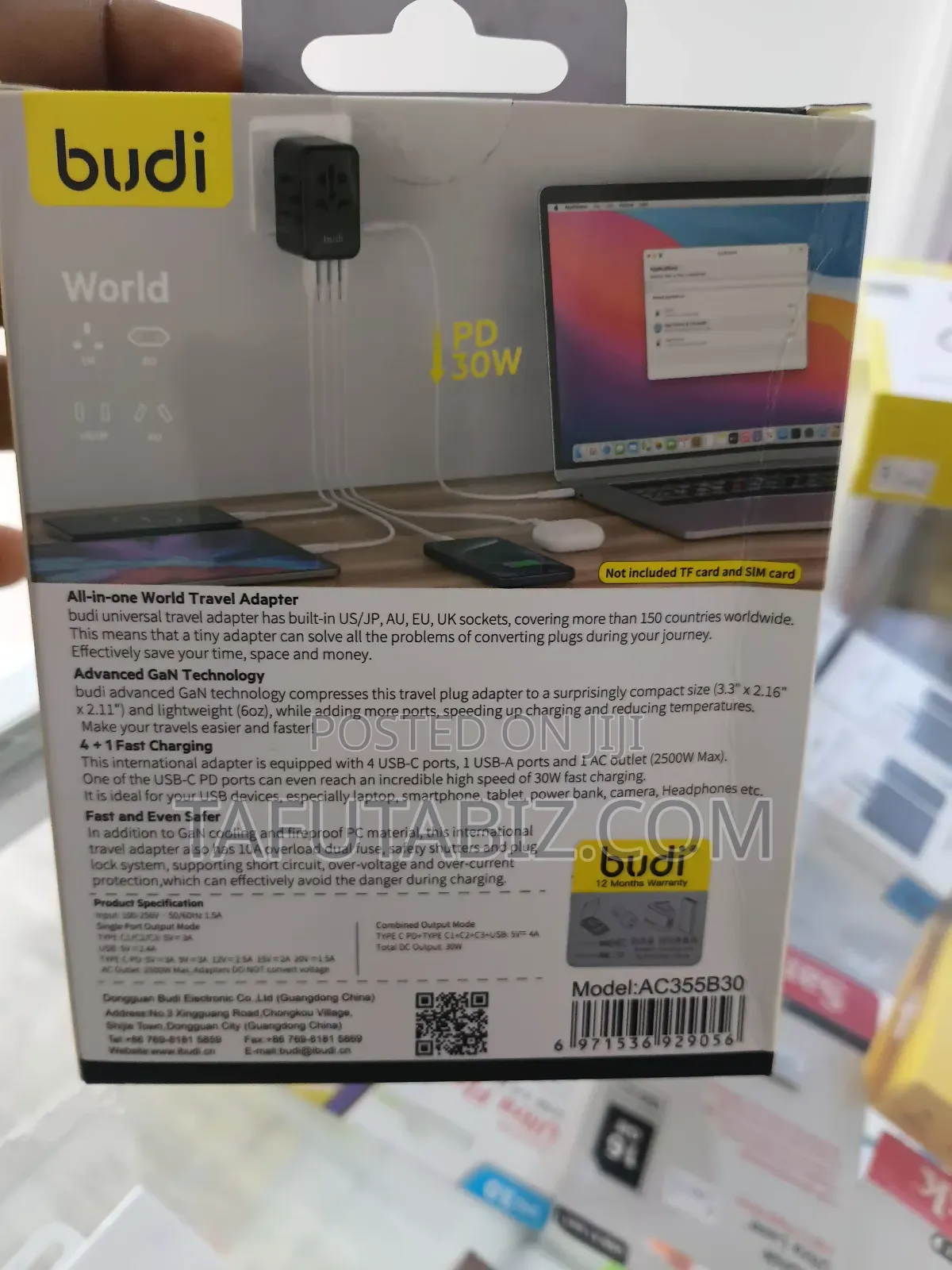 Budi 30w Global Travel Charger.