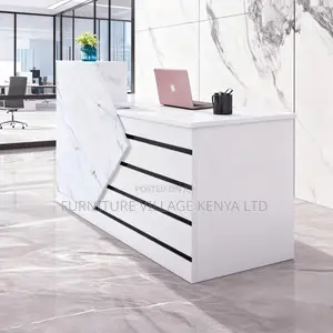 Office Desk; Modern White Front Reception Office Desk