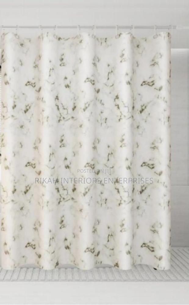 Marble White and Green Shower Curtains - main view