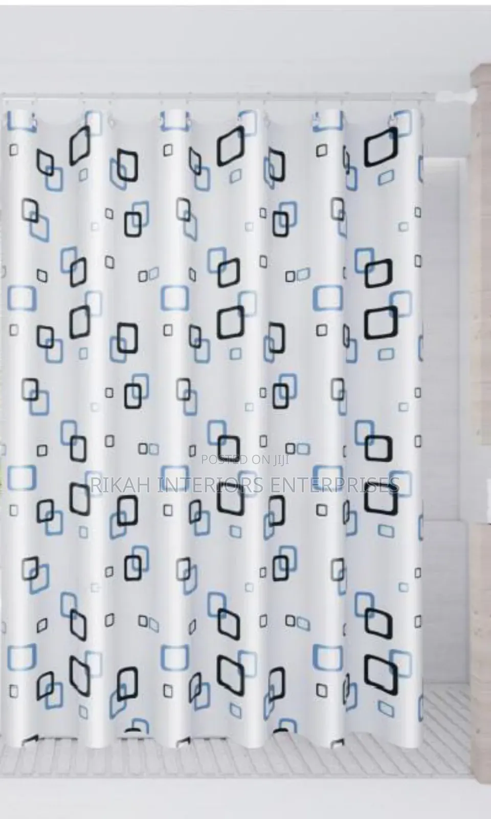 Small Boxes Pattern Waterproof Shower Curtains