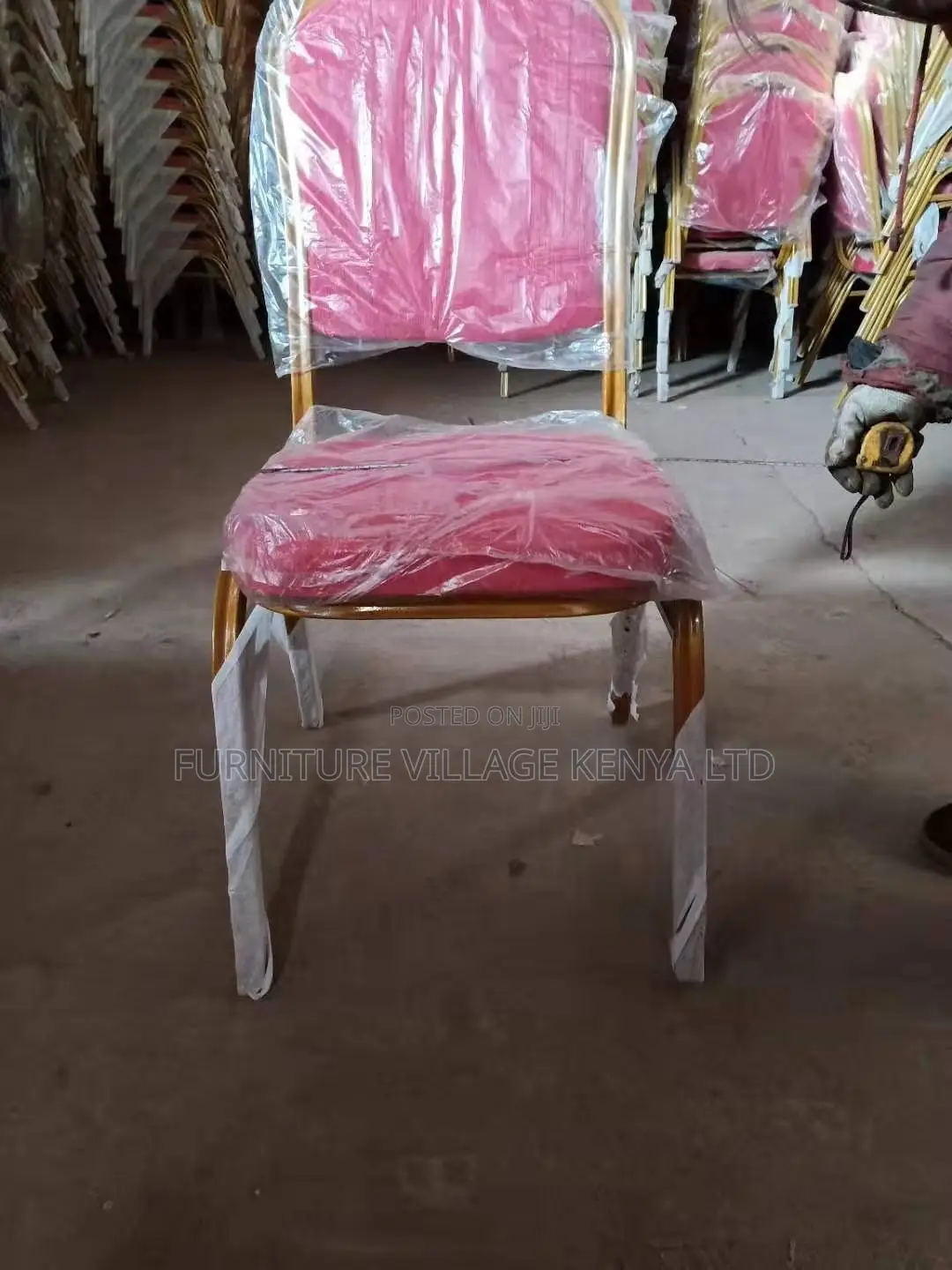 Office Chair ; Red Metallic Banquet Event Chair