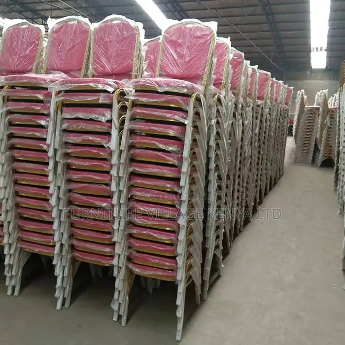 Office Chair ; Red Metallic Banquet Event Chair