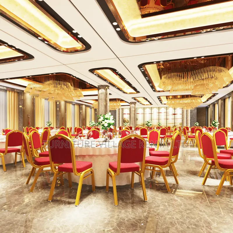 Office Chair ; Red Metallic Banquet Event Chair