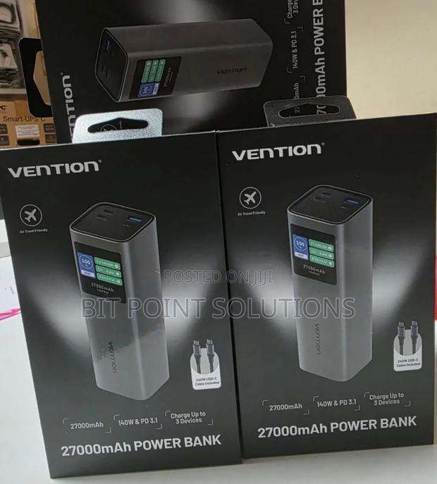 Vention 27000mah Power Bank (Usb-C + Usb-C/Usb-C/Usb-A) 140w
