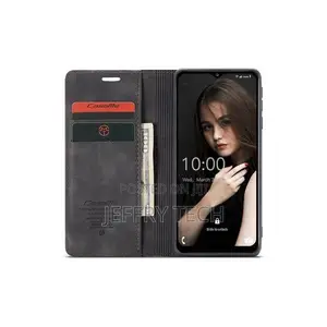 Jusxa Caseme Wallet Flip Leather Case for Samsung Galaxy A12 -Black