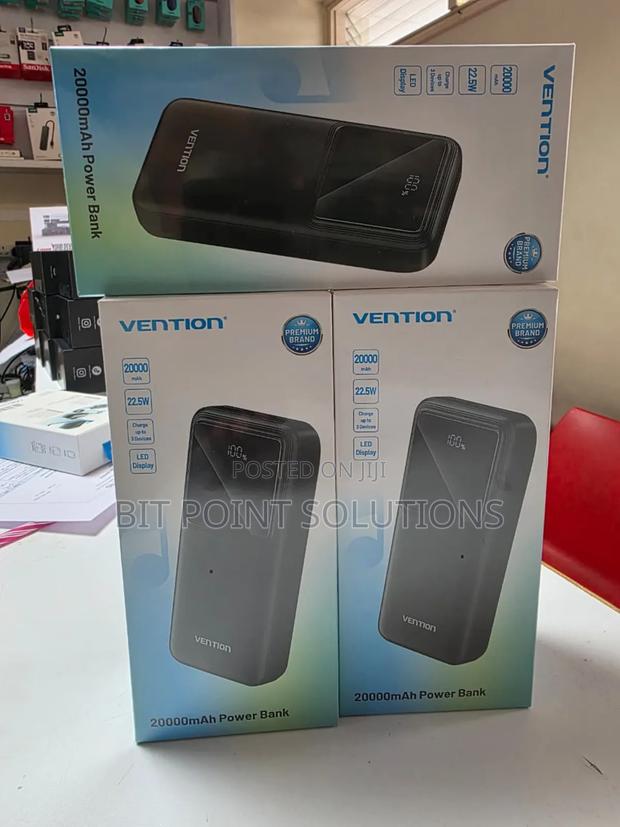 Vention 20000mah Power Bank (Usb-C + Usb-A) With Built-in Cable 22.5w