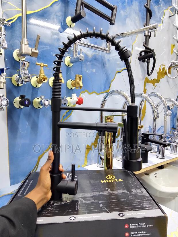 Pillar Tap Mixer Black (Pull Out) 2 Outlet - main view