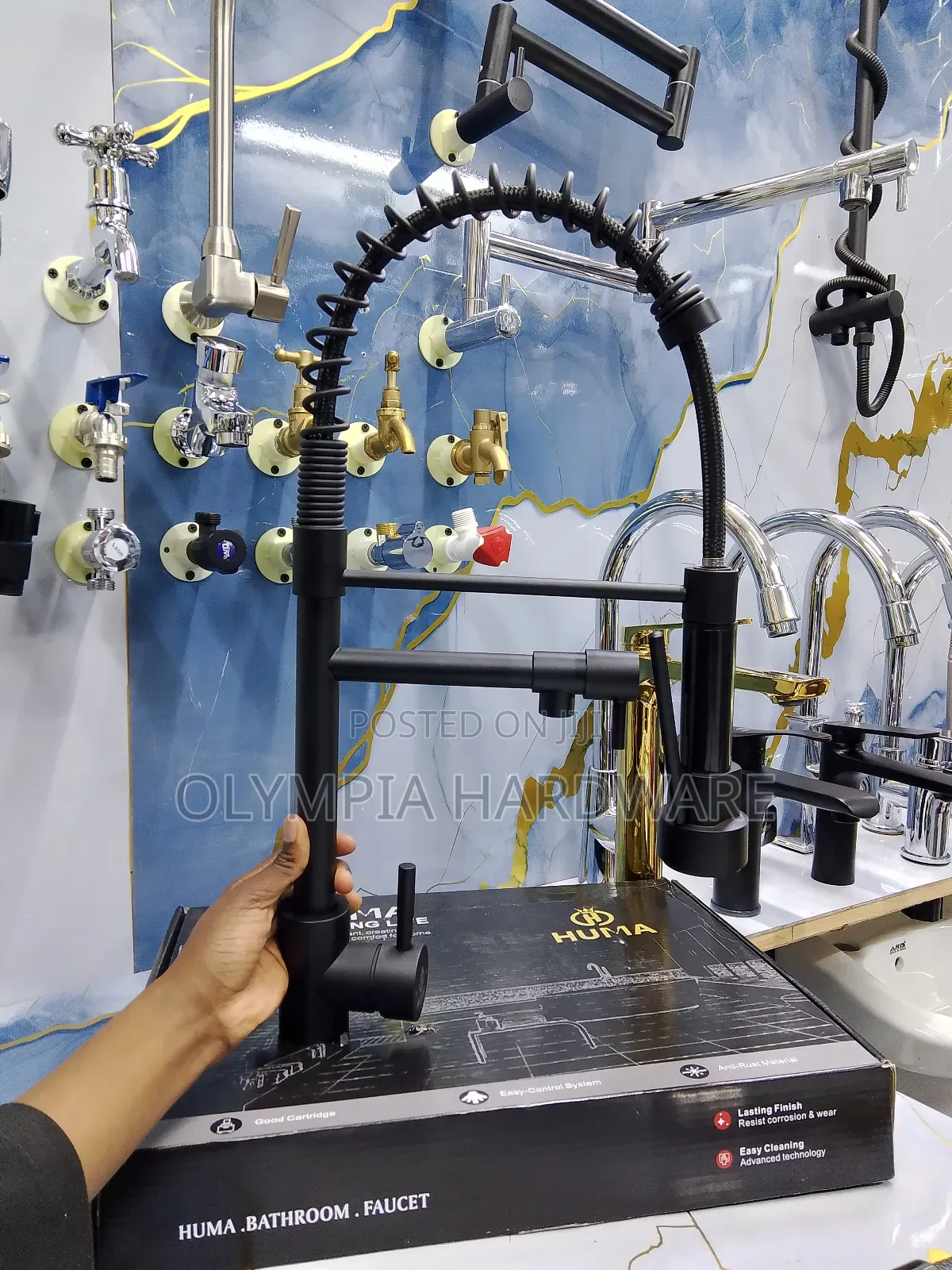 Pillar Tap Mixer Black (Pull Out) 2 Outlet