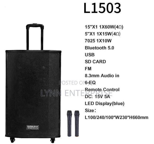 Globalstar Rechargeable Trolley Speaker L1503. 15 Inches