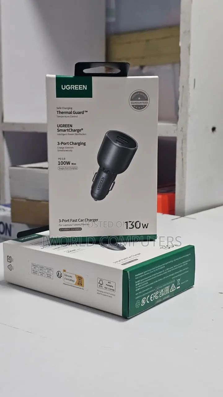 Ugreen 130w 3-port Fast Car Charger - Ec705