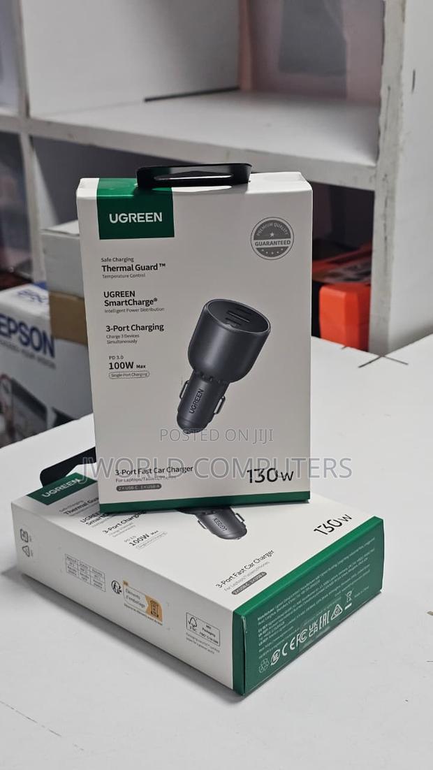 Ugreen 130w 3-port Fast Car Charger - Ec705 - thumbnail 2
