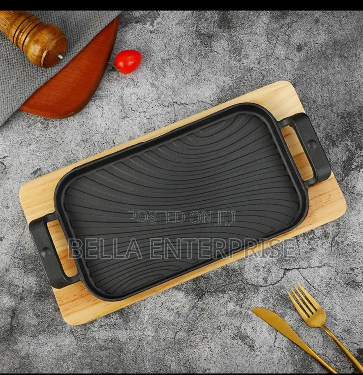 Available Thickened Rectangular Cast Iron Sizzling Grill Pan