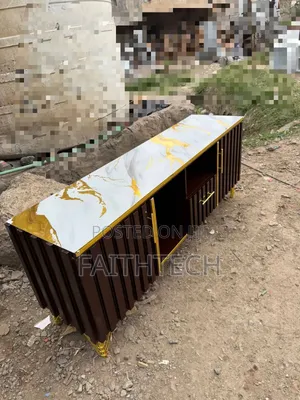 Chocolate Tv Stand With Marble Sheet Top