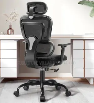 Office Chair; Black Orthopedic High- Back Office Chair