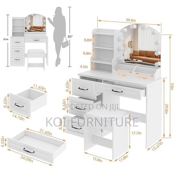 Dressers; White Home Bedroom Compelementary Vanity Set - thumbnail 3