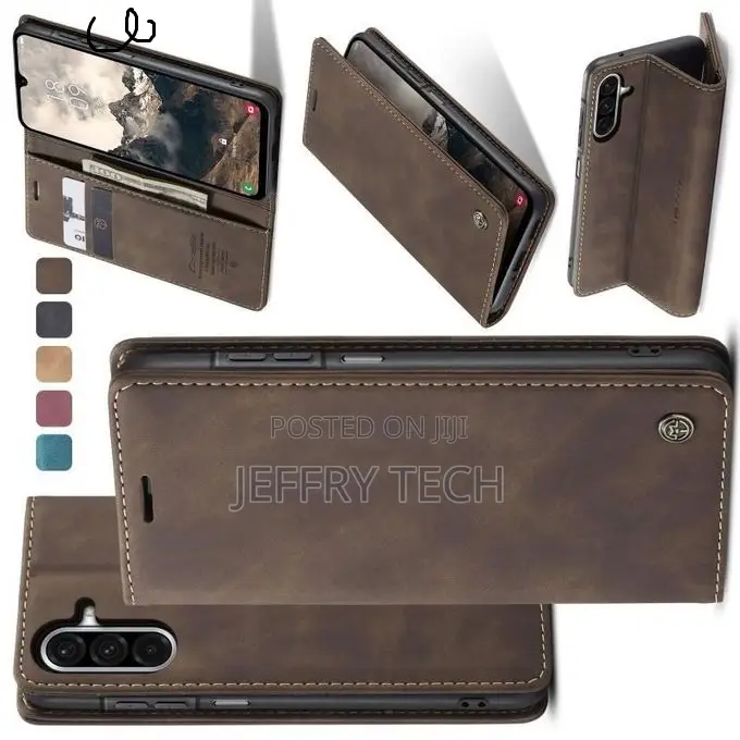 Menace Caseme Leather Case Flip for Galaxy Samsung A17-Coffee Brown