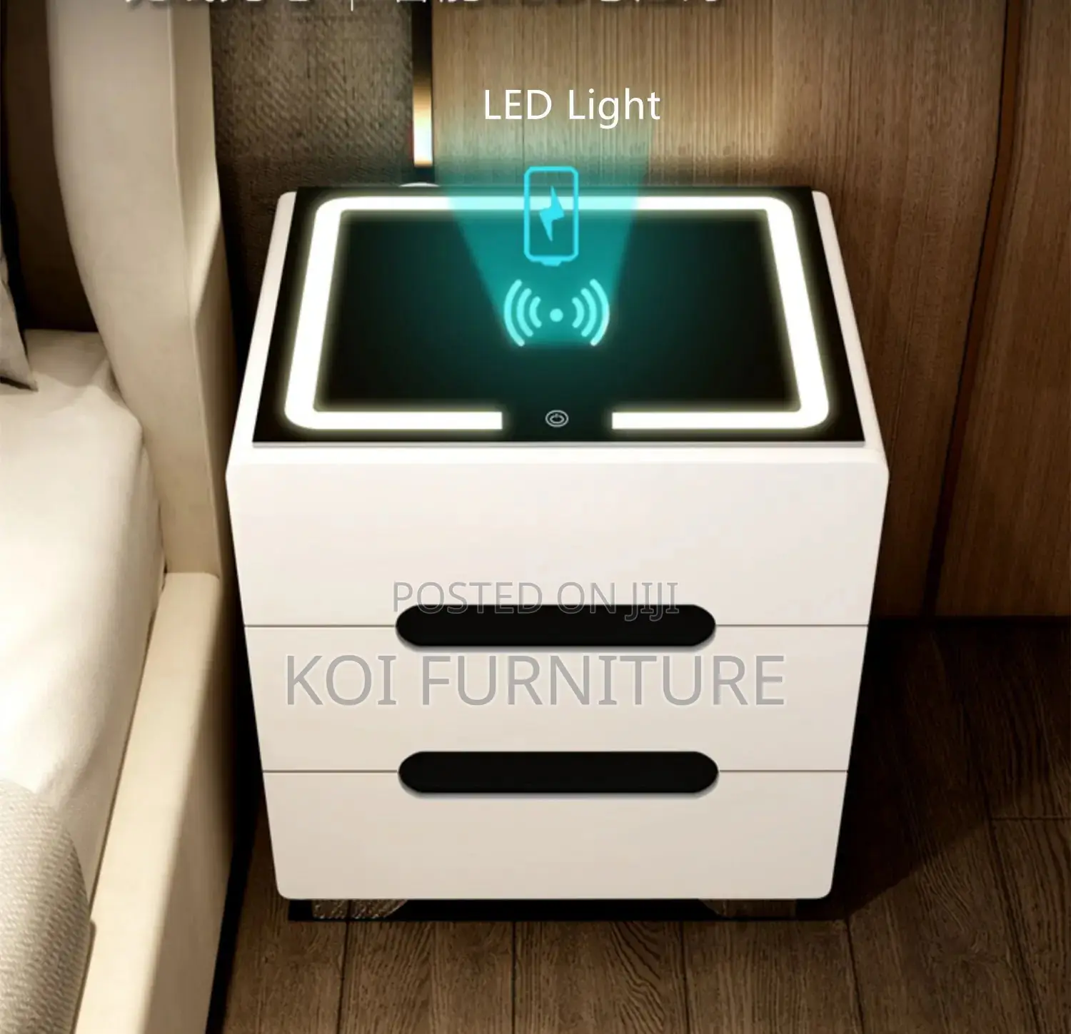 Storage Units; Home Bedroom Cabinet With Three Drawers and Led Light