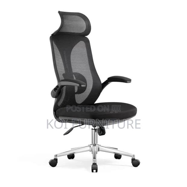 Office Chairs; Ergonomic High Backrest Seat With Headrest - thumbnail 3