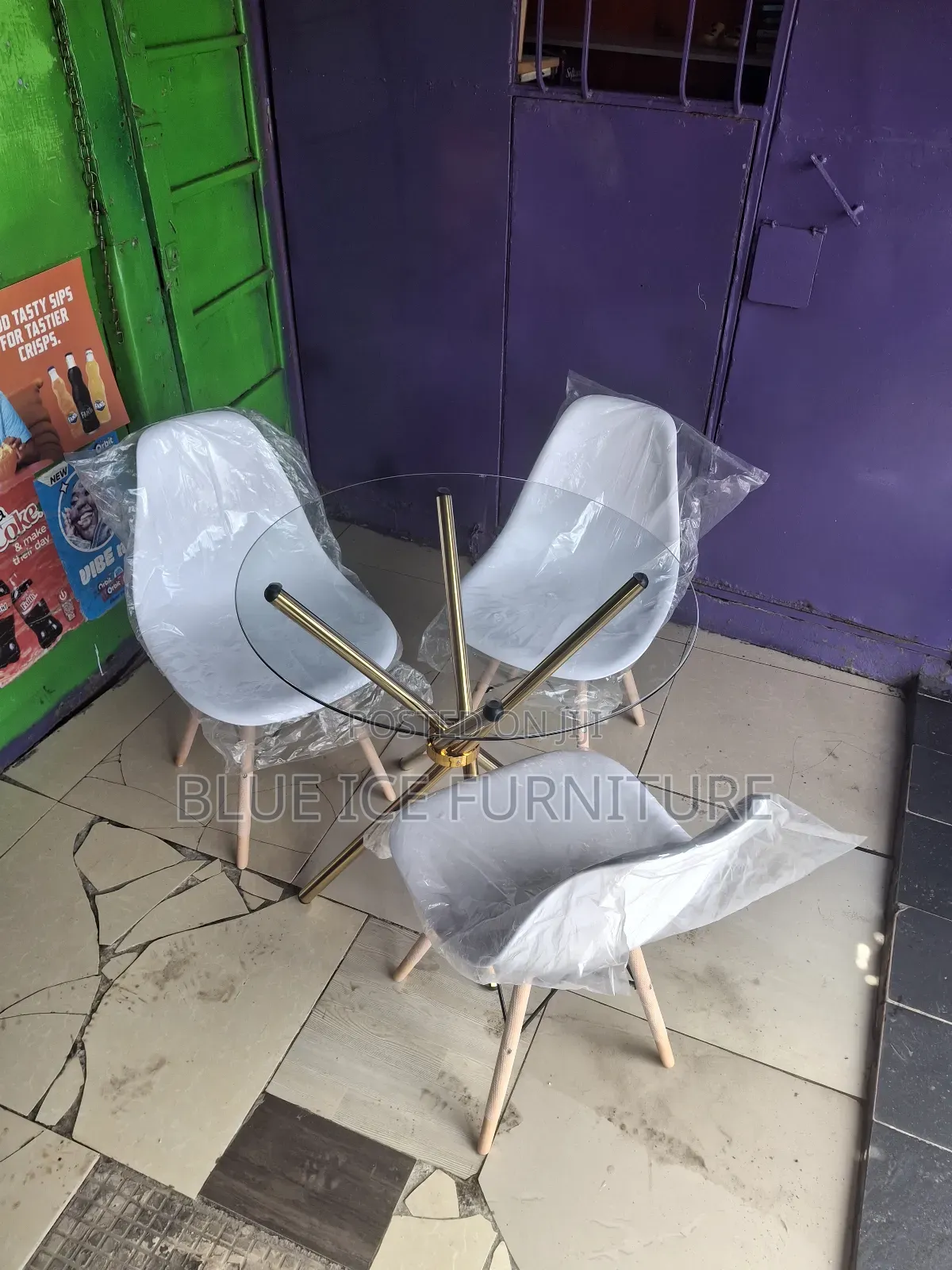 Glass Dining Table With 3 Seat