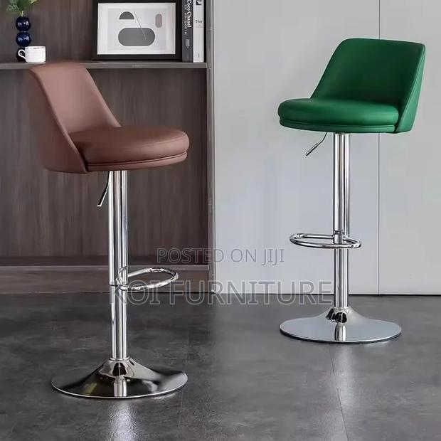 Barstools; Adjustable Swivel Leather Home Counter Barstool - thumbnail 3