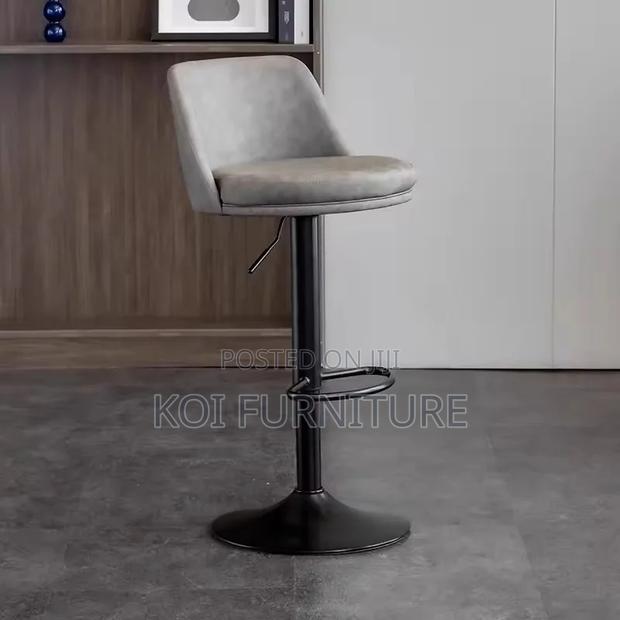 Barstools; Adjustable Swivel Leather Home Counter Barstool - thumbnail 7