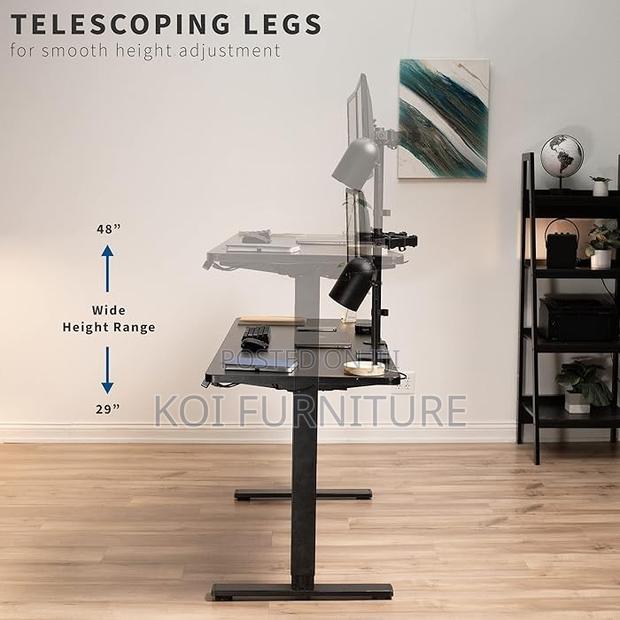 Office Desk; Height Adjustable Electric Desk With Telescoping Legs - thumbnail 5