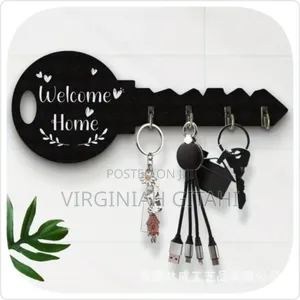 Welcome Home Wooden Key Holder With Hooks -