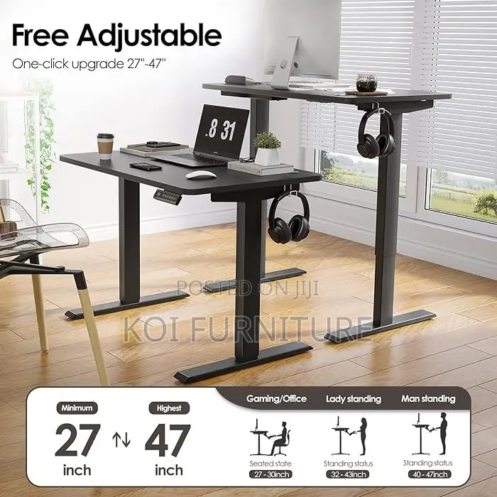 Office Desk; 1.6m Electric Height Adjustable Desk With Push Button