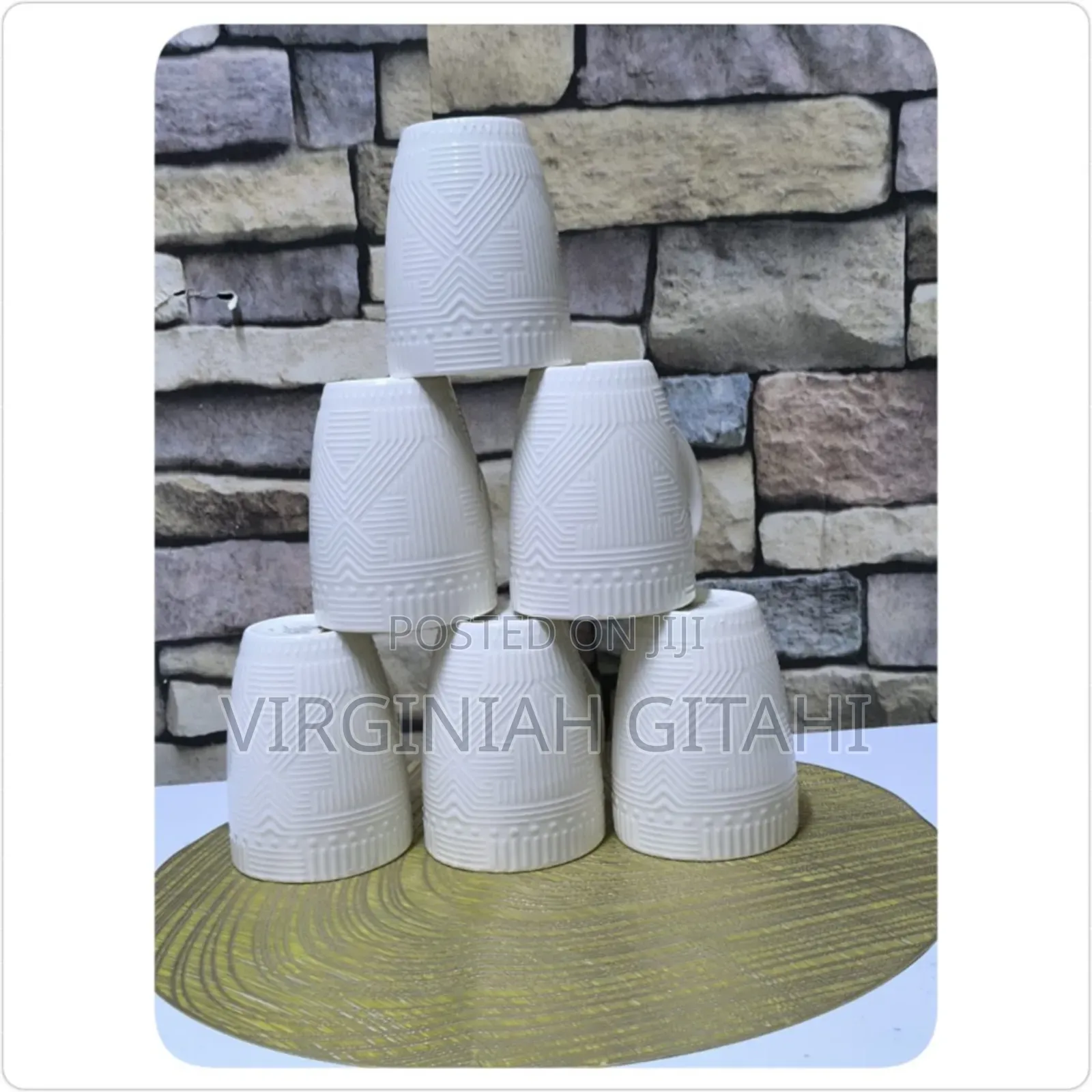 *White Ceramic Mugs* 6 Cups*